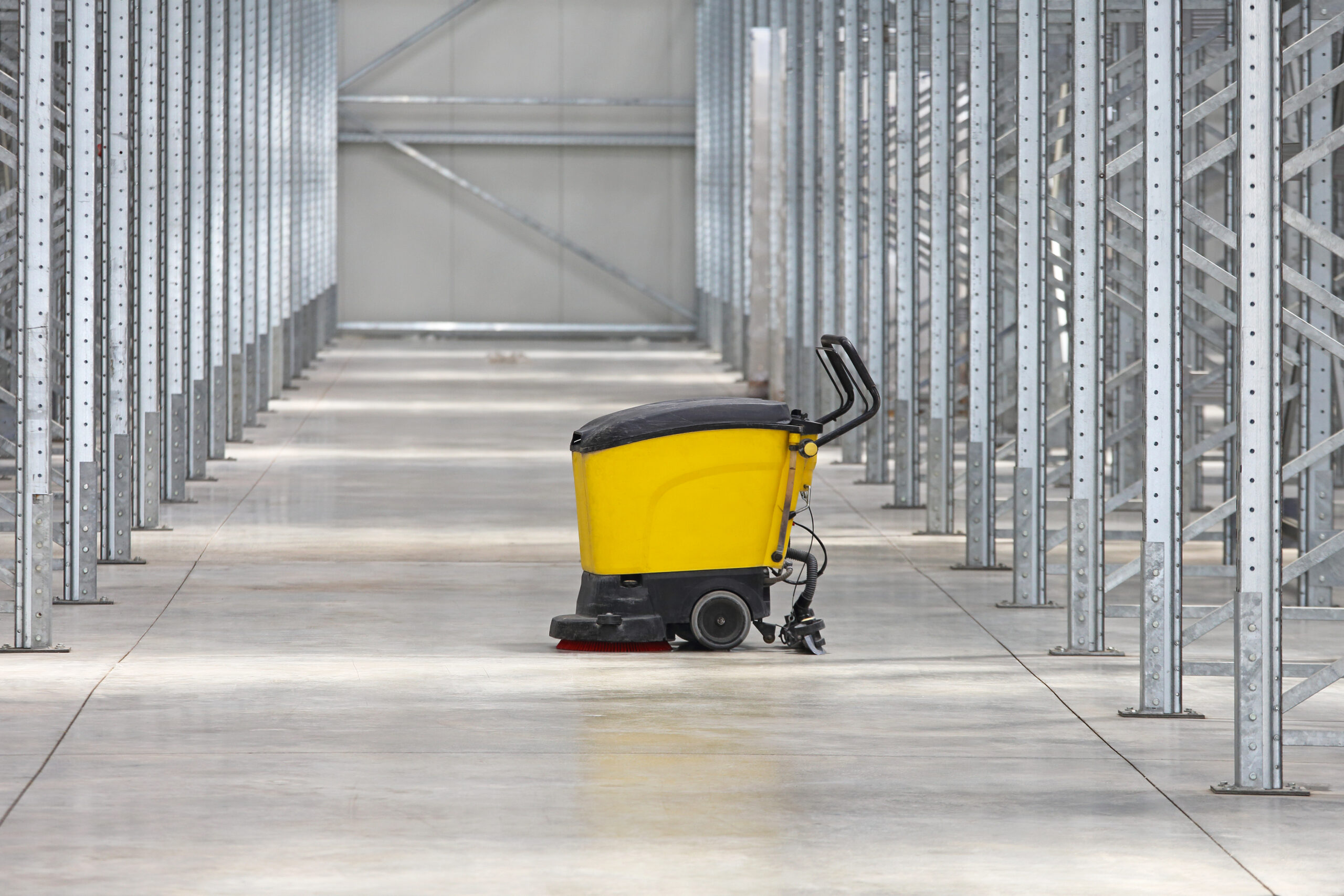 Walk Behind Scrubber Machine For Cleaning Warehouse Floor